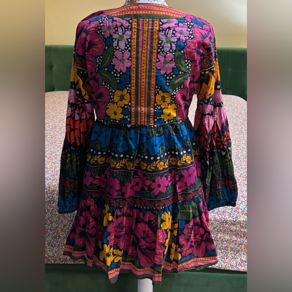 Farm Rio for Anthropologie Bright Floral Tunic Mini Dress Size Small Retail $190 - Picture 10 of 16